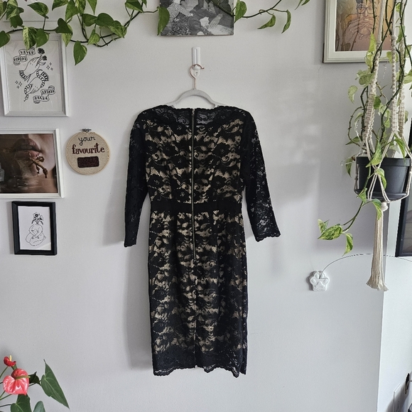 Vintage Black Lace Moda International Dress With 100% Silk Lining - Picture 10 of 10